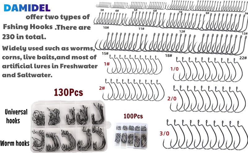 DAMIDEL 600 Pcs/Tackle Box Fishing Kit-Fishing Hooks,Sinkers, Swivels Snaps,Top Water Lure,Spoons,Soft Lures,Jig Heads, Frogs, Minnow, Accessories Equipment- Saltwater Freshwater Bass Bait Gear - Image 5